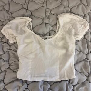 Abercrombie White Puff Sleeve Top - Size S